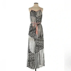 Meghan Los Angeles | Black & Grey Boho Beach Coastal Vibes Maxi Dress Size S